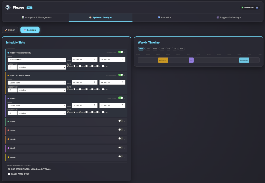 Tip Menu Designer — Schedule